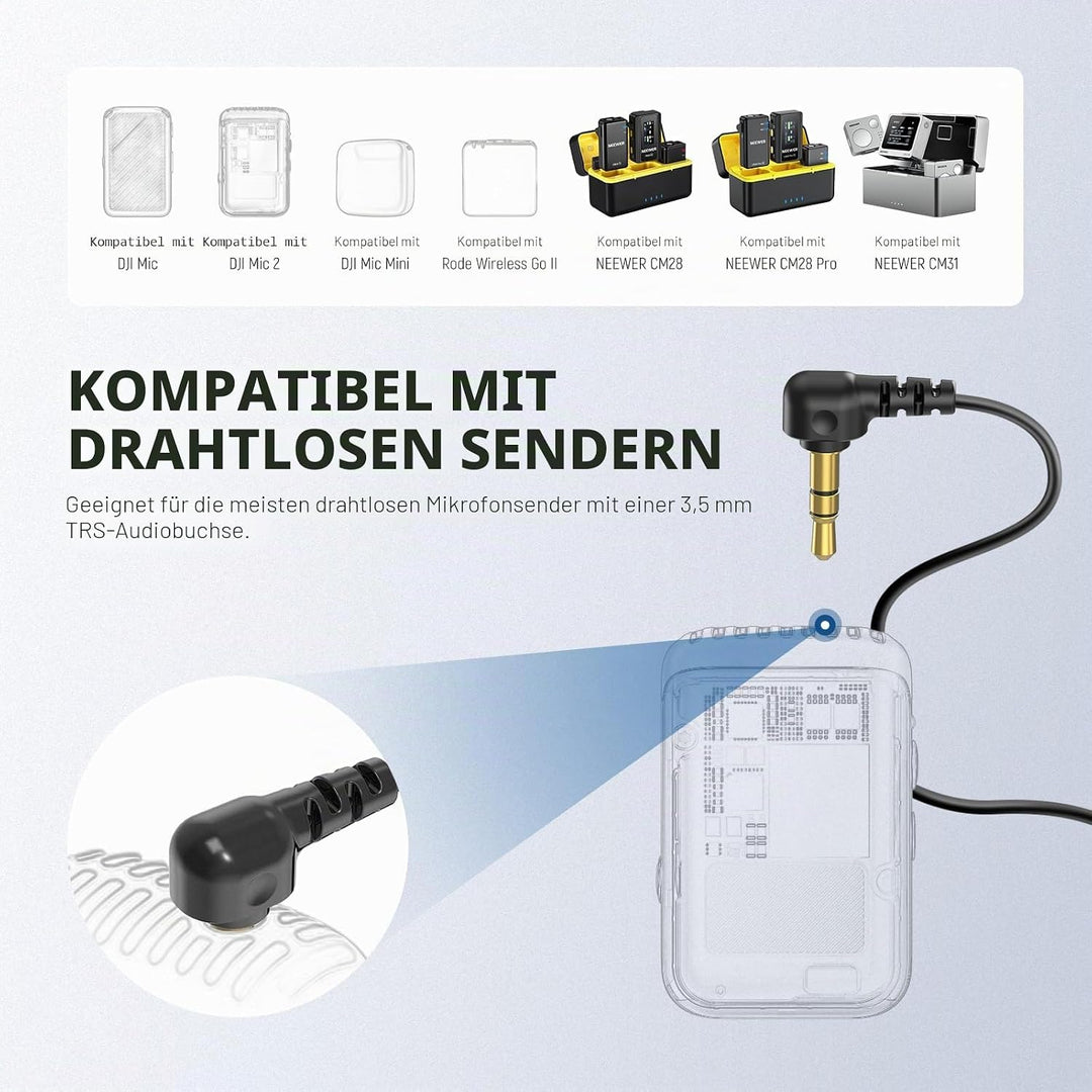 NEEWER ø4mm Mini Lavalier Mikrofon, 2er Pack, ansteckbares Wired Kondensator Ansteckmikrofon Set mit