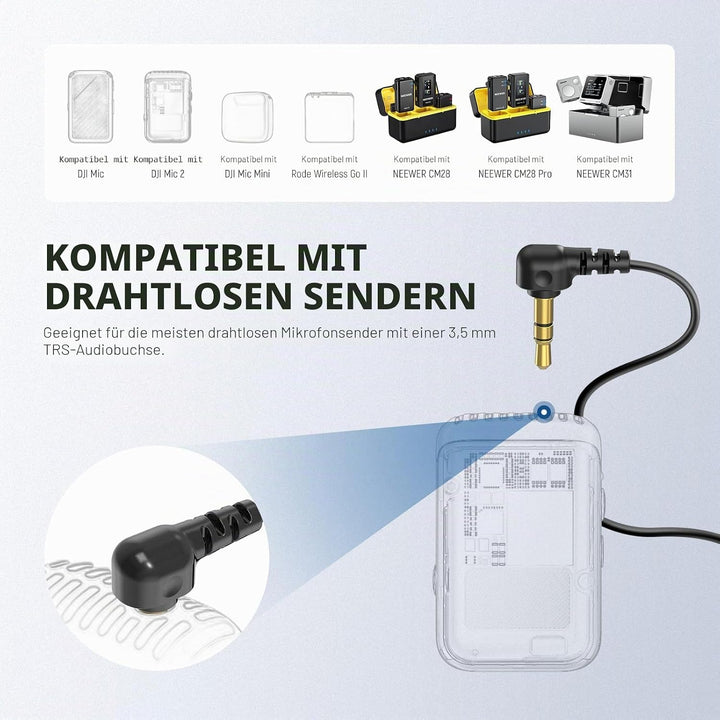 NEEWER ø4mm Mini Lavalier Mikrofon, 2er Pack, ansteckbares Wired Kondensator Ansteckmikrofon Set mit
