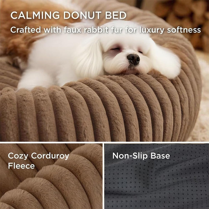 Flauschig Haustierbett Waschbar Hundebett Katzenbett Rund Donut Hundekorb Indoor Katzenkissen Katzen