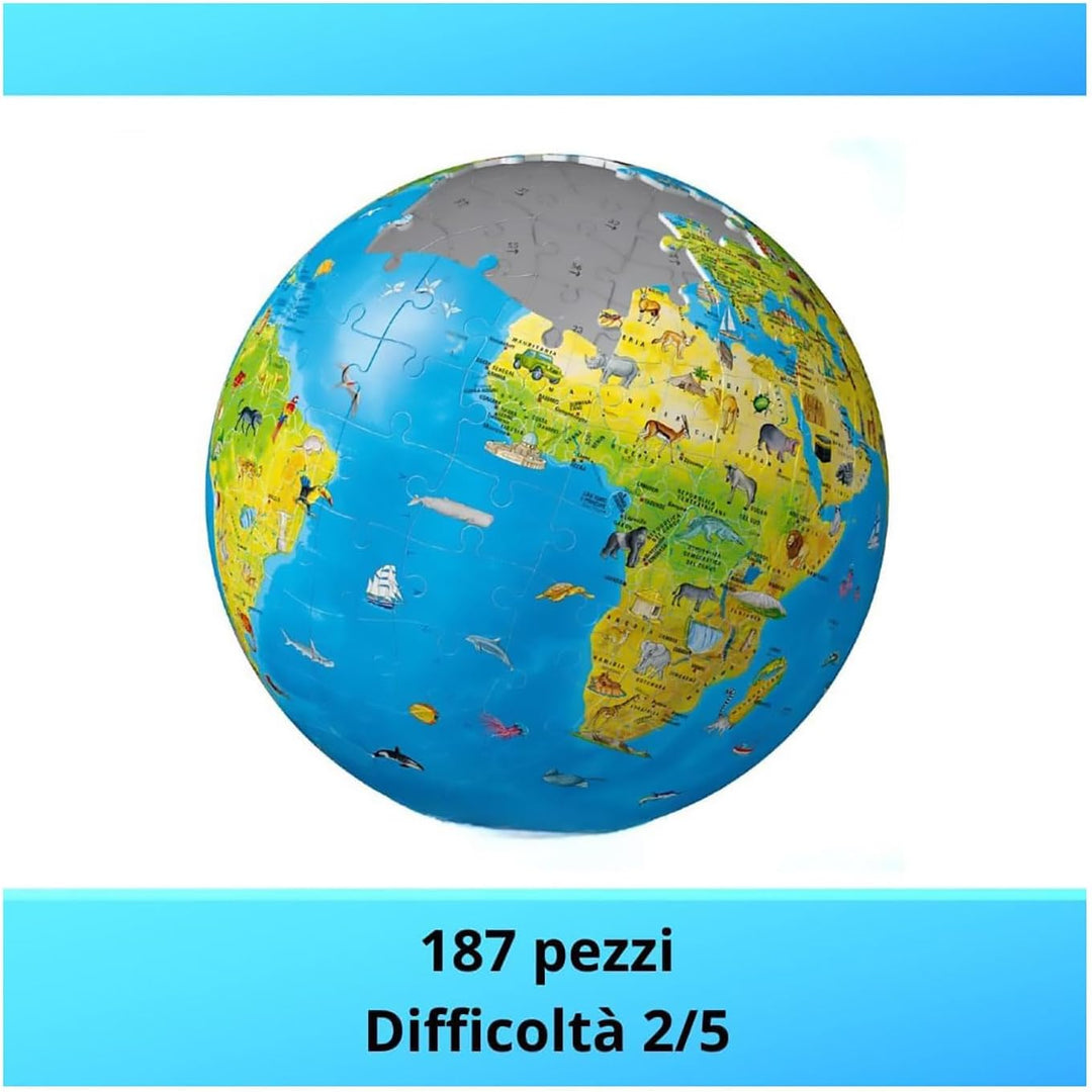 Ravensburger 12340 3D-Globuspuzzle, 180 Teile, Mehrfarbig, Empfohlenes Alter 7-12 Jahre, Grösse 26,7