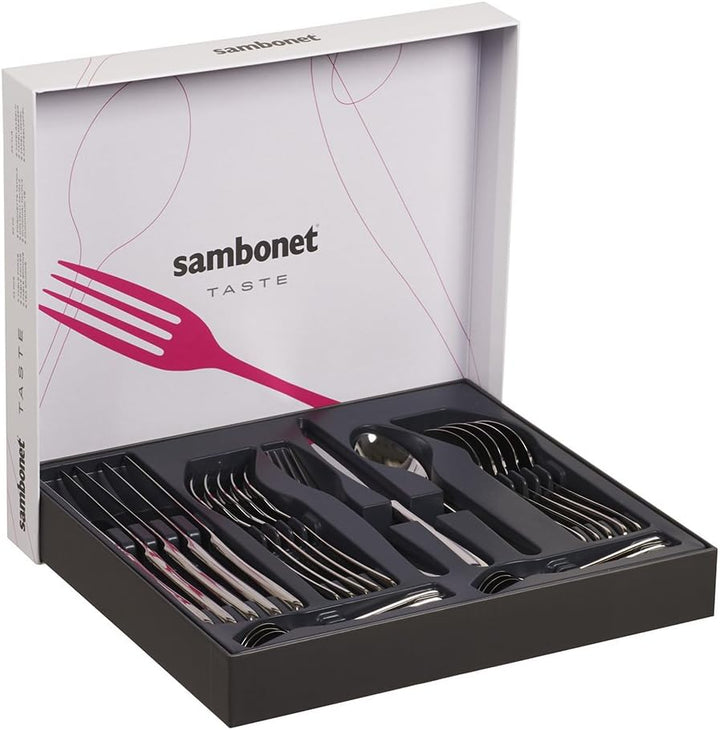 Sambonet 52553-81 Taste - Monoblock-Edelstahlgeschirrset 18/10, für 6 Personen, 24-teilig: 6 Gabeln,