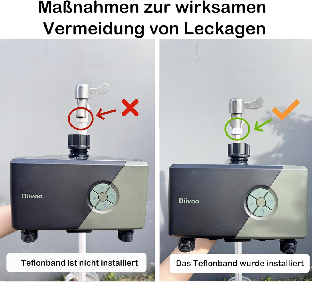 Diivoo Bewässerungscomputer WLAN 4 Ausgänge mit 60M RFID-Technologie, Wasser Zeitschaltuhr mit Alexa