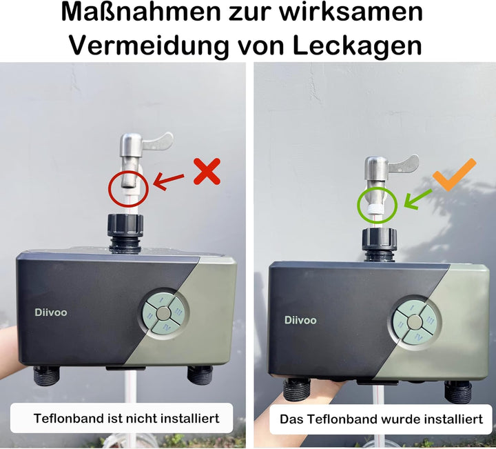 Diivoo Bewässerungscomputer WLAN 4 Ausgänge mit 60M RFID-Technologie, Wasser Zeitschaltuhr mit Alexa