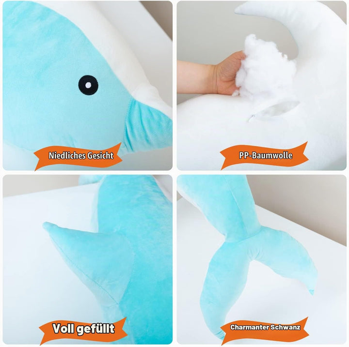 Delfin Plüschtiere Schöne Gefüllte Weiche Tier Umarmungskissen Delphin Puppen für Kinder (100cm/39.3