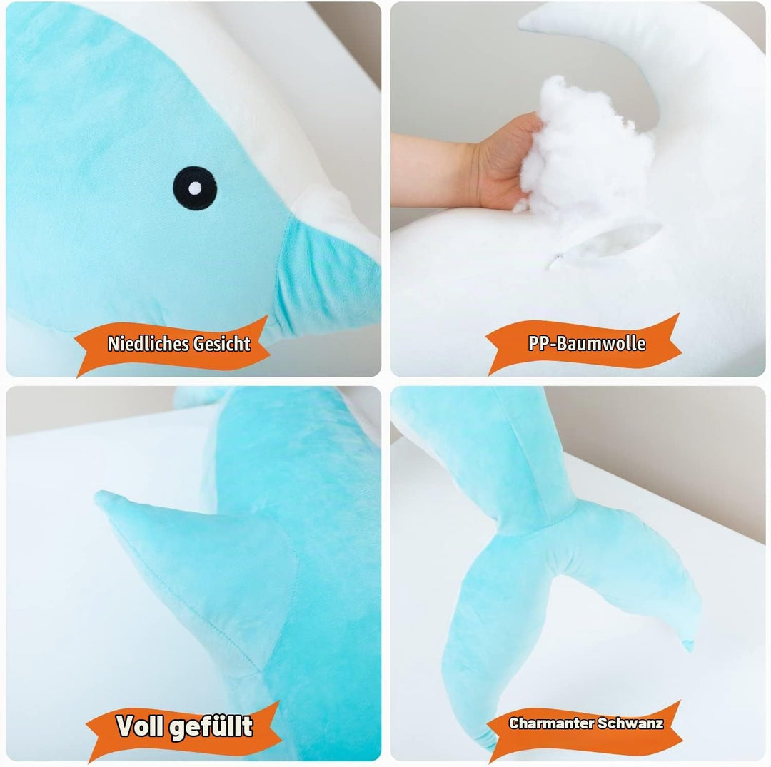 Kekeso Delfin Plüschtiere Schöne Gefüllte Weiche Tier Umarmungskissen Delphin Puppen für Kinder(50cm