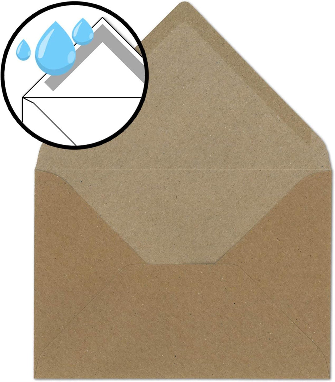 700x Vintage-Umschläge DIN B6 125 x 176 mm Kraftpapier 100 g/m² braun Recycling Brief-Umschläge Nass