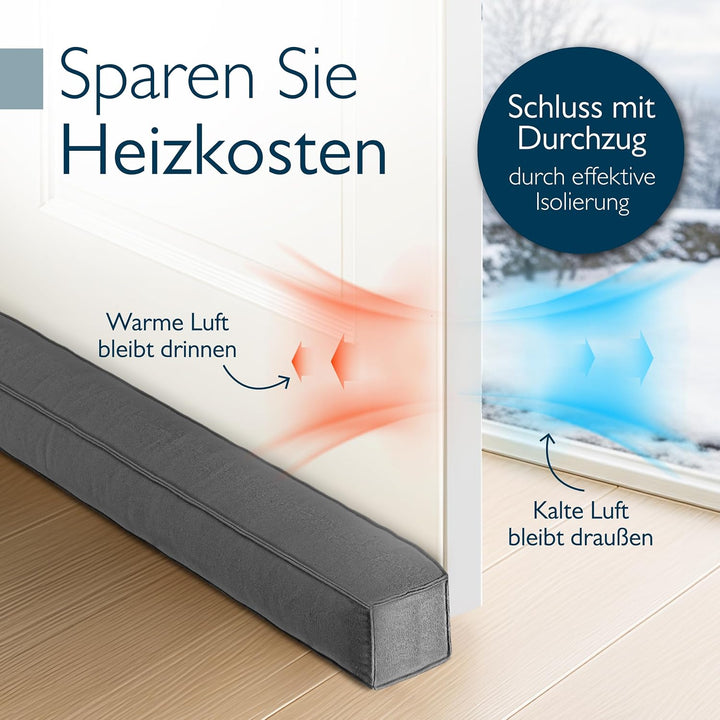 Beautissu Zugluftstopper für Türen 130cm – Wärmeschutz & Kälteschutz Türluftstopper Anthrazit – Stof