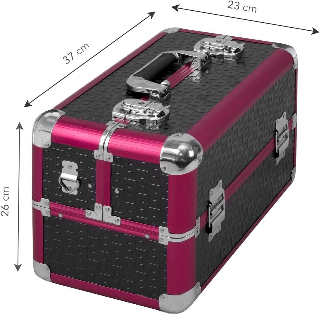 anndora Beauty Case Kosmetikkoffer Schminkkoffer roter Rahmen Schwarz Karo Fs02 Schwarz / Rot, Fs02