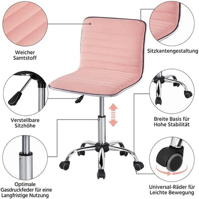 Yaheetech Bürostuhl Schreibtischstuhl Ergonomisch, Drehstuhl ohne Armlehne, Chefsessel mit Laufrolle