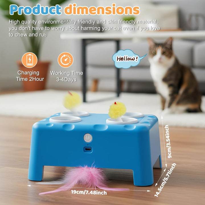 Focenat 2-in-1 Automatisches Katzenspielzeug, Interaktives Katzenspielzeug, Wiederaufladbares Katzen