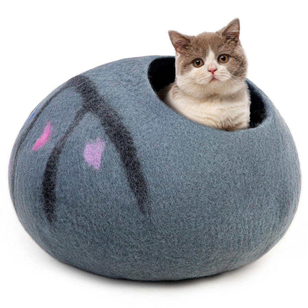 Katzenhöhle aus Wolle, mittelgross, handgefertigt aus 100% Merinowolle, umweltfreundliche Filz-Katze