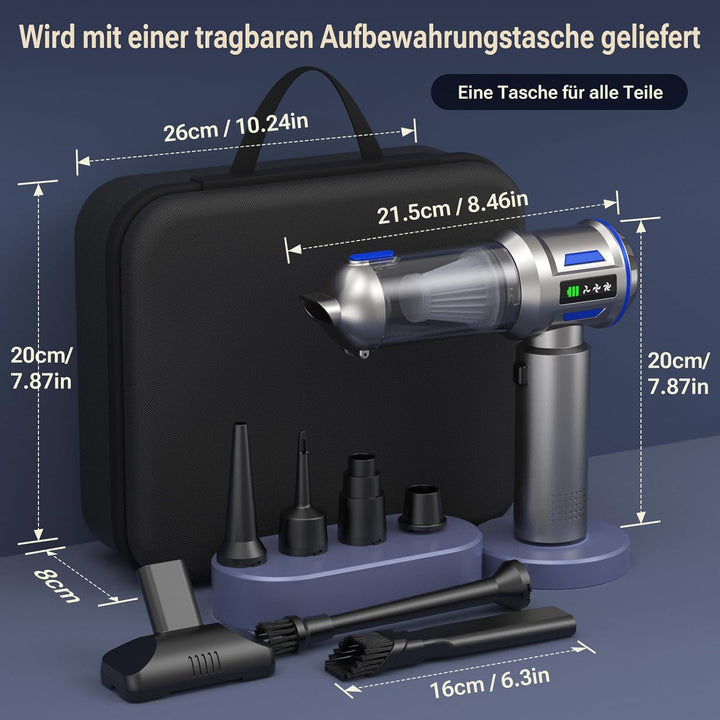 Handstaubsauger Akku, 27000Pa/150W Autostaubsauger Kabellos, 250.000 U/min Mini Staubsauger, Aufladb