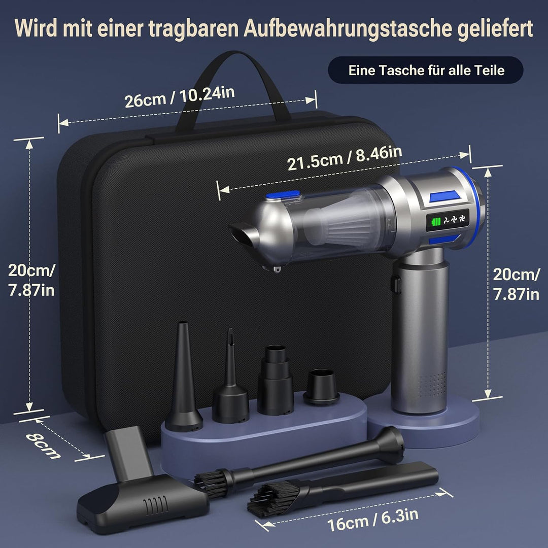 Handstaubsauger Akku, 27000Pa/150W Autostaubsauger Kabellos, 250.000 U/min Mini Staubsauger, Aufladb
