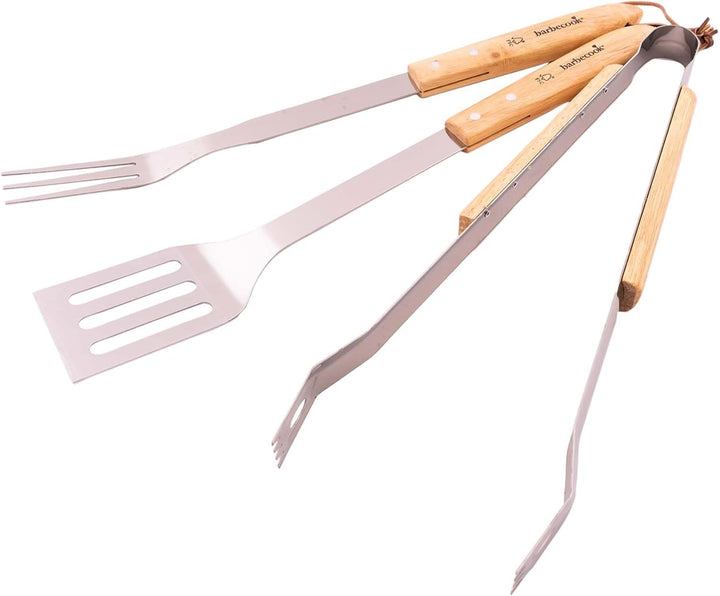 Barbecook Grillbesteck Set mit Grillgut-Wender, Grillgabel und Grillzange aus rostfreiem Edelstahl u