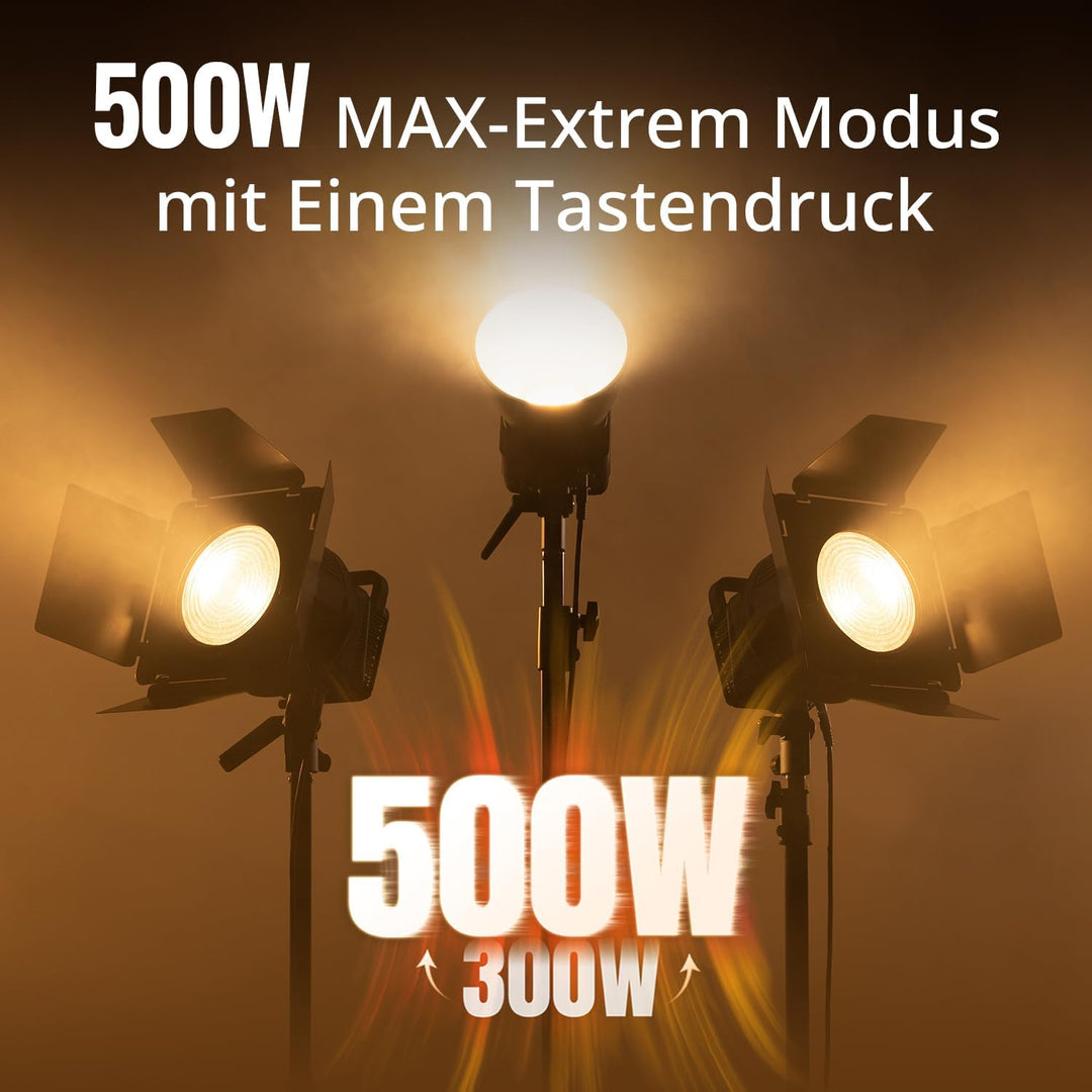 ZHIYUN Molus G300 [Official] Videolicht 300W, COB LED Videoleuchte mit Bowens Mount, Bi-Color Stream