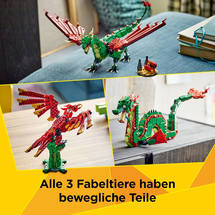 LEGO Creator 3in1 Grüner Drache - Spielzeug - Umbaubar in Spielzeug Seeschlange oder Phönix Figur -