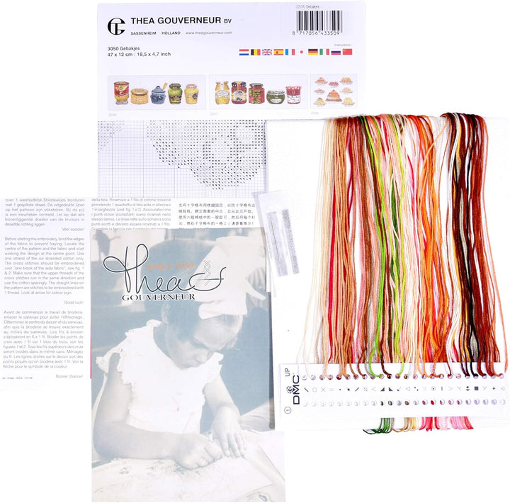 Thea Gouverneur - Kreuzstich-Set - Kuchen-Sortiment - Aida - 18 Count - Für Erwachsene - 3050A, Kuch