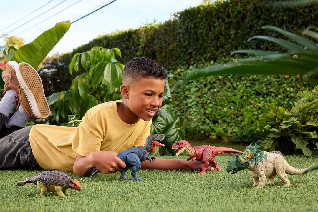 Mattel Jurassic World: Die Wiedergeburt Wild Roar Baryonyx Dinosaurierspielzeug mit steuerbarem Beis