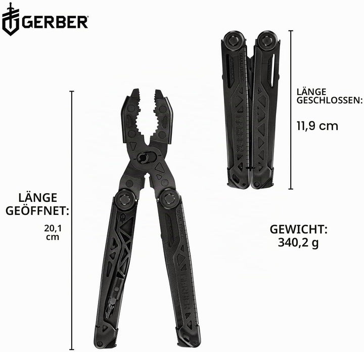 Gerber Multi-Tool mit 12 Funktionen, Dual Force, Inklusive Holster, Mit Einhandöffnung und Frame-Loc