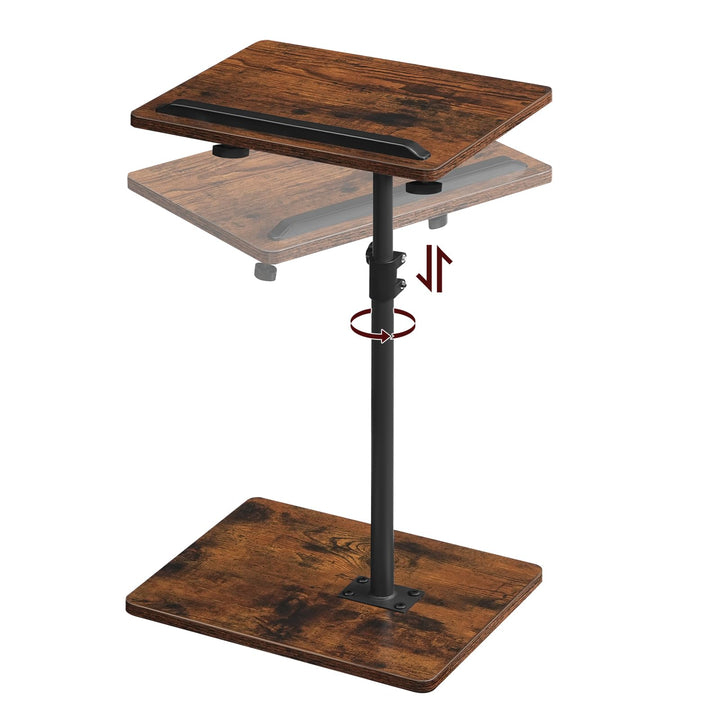 360° Drehbarer Beistelltisch, C-Form, Wohnzimmertisch mit Einstellbarer Höhe von 50,8-75 cm, Nachtti
