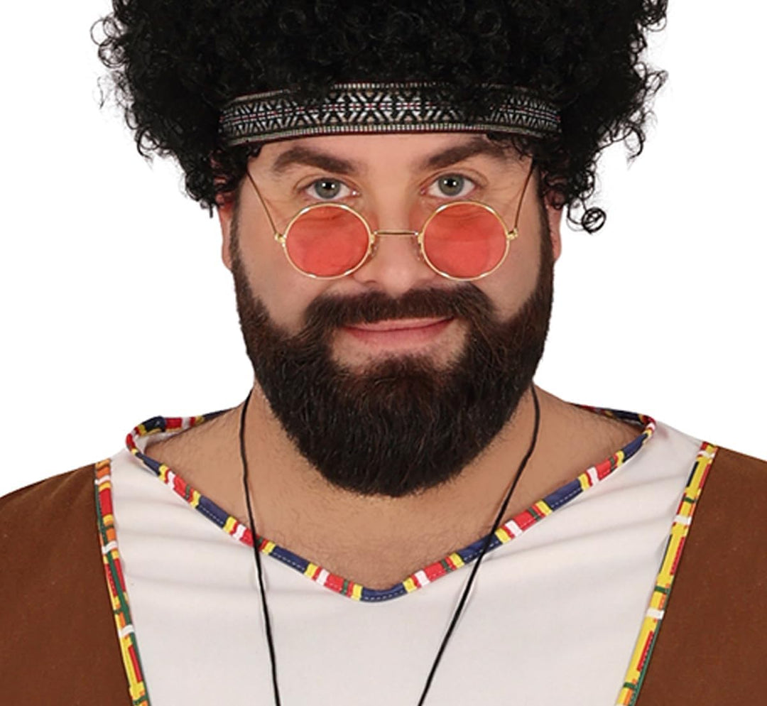 FIESTAS GUIRCA Woodstock Hippie Karneval Kostüm Herren – 70er Jahre Herren Outfit inkl. Hippie Stirn