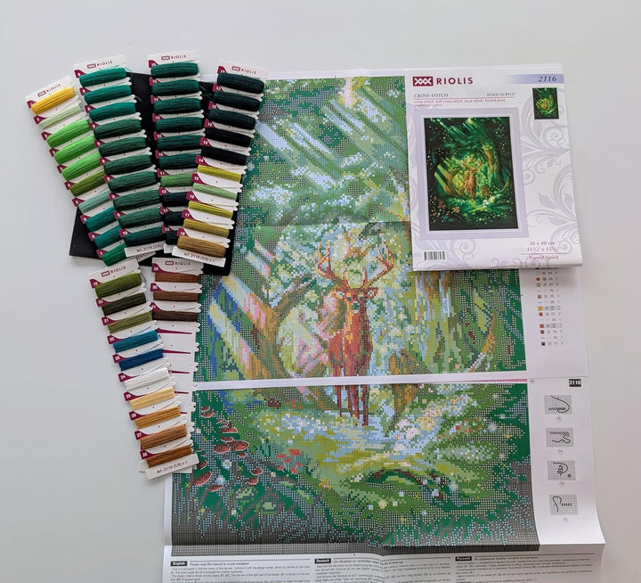 Riolis Kreuzstich Set Waldgeist, Zählmuster, 30x40cm