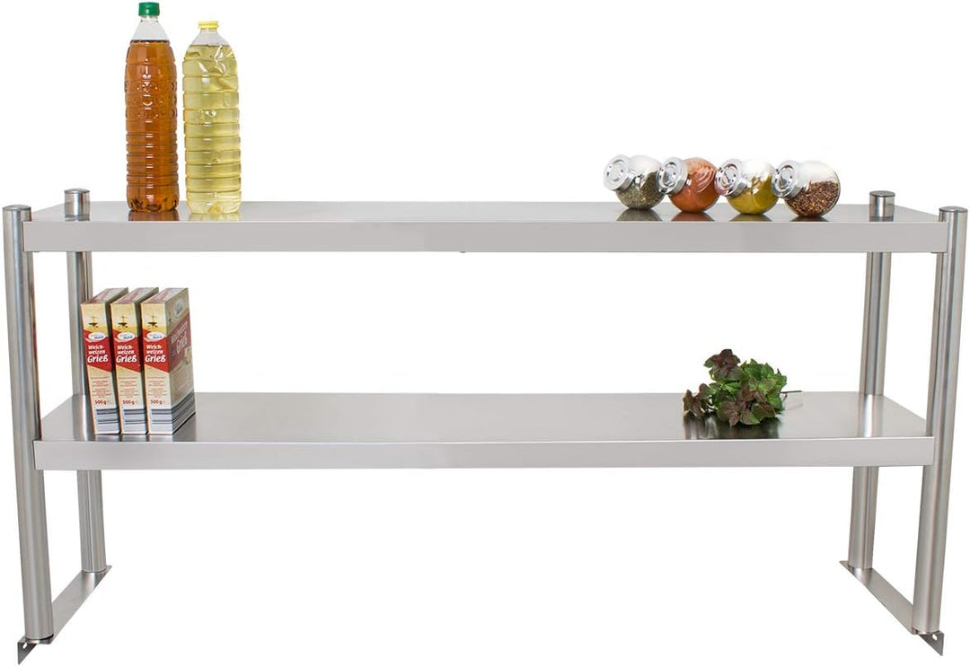 Beeketal 'BTA-120' Küchen Arbeitstisch Aufsatzboard 120 cm aus Edelstahl mit 2 Ablageflächern (Tragk