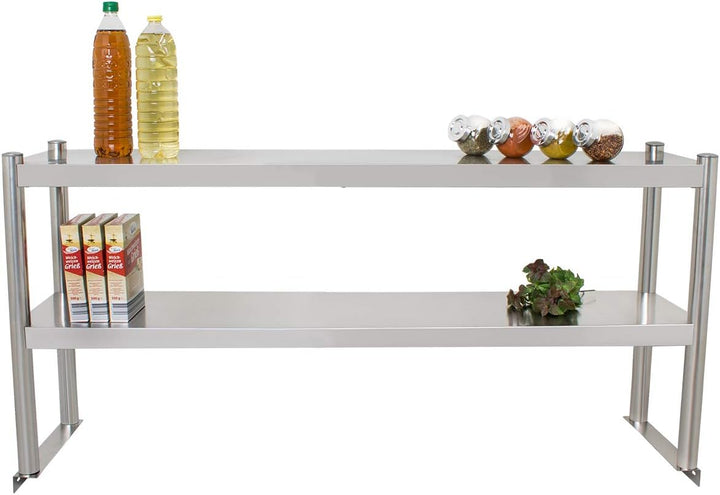 Beeketal 'BTA-120' Küchen Arbeitstisch Aufsatzboard 120 cm aus Edelstahl mit 2 Ablageflächern (Tragk