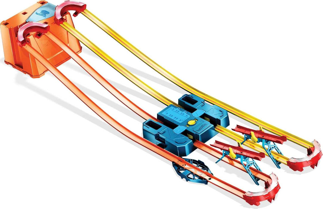 Hot Wheels GNJ01 Track Builder Unlimited Power Boost Box, mit 6 Metern Trackset und Zubehör inkl. 2