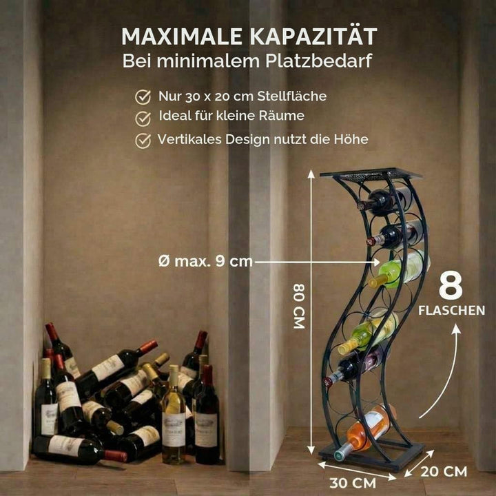 DanDiBo Weinregal aus Metall Schwarz Blumensäule Flaschenständer Elegance 80 cm Flaschenhalter