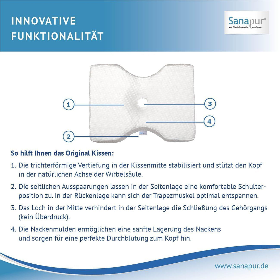 Sanapur Original Kissen 4.0 - Variante MED - Orthopädisches Seitenschläferkissen Made in Germany mit