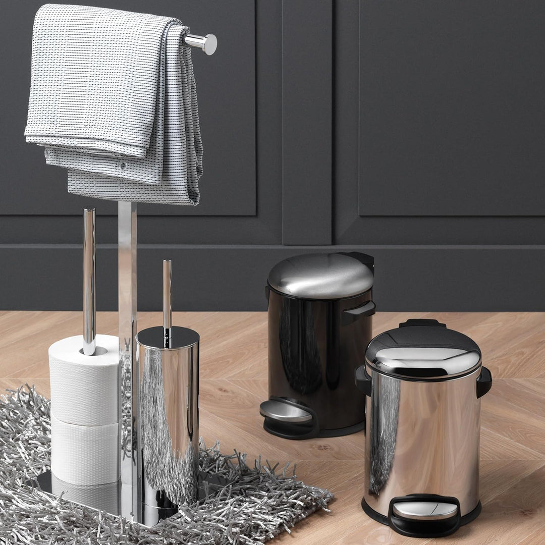 Sealskin Square WC-Garnitur mit Toilettenpapierhalter und Toilettenbürste, Toilettenbutler freistehe