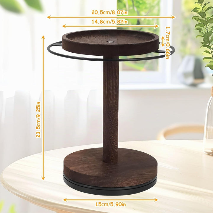 Qivine Brillenständer für Mehrere Brillen, Metallrahmen Brillenhalter Tisch mit Holzsockel, 360° Dre