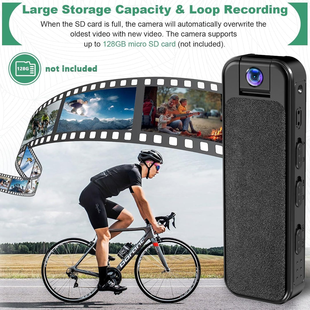 ZeiLaBang Kakadi 1080P Mini-Körperkamera,Tragbare Bodycam,Tragbarer Polizei-Camcorder,Audio Video Au