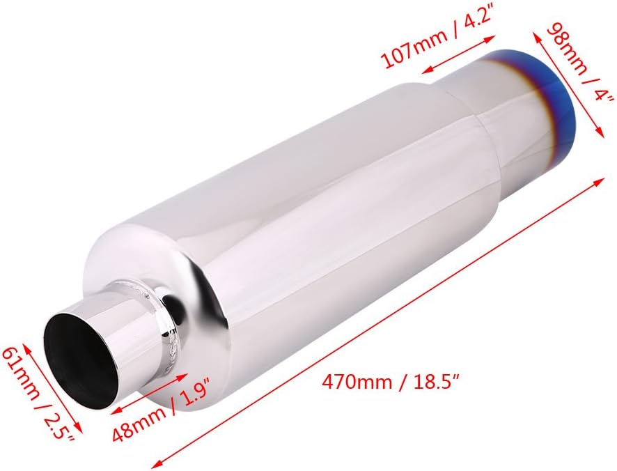 Keenso Motorrad Auspuffrohr, 2,5 Zoll Einlassdurchmesser Rennauto Motorrad Auspuff Schalldämpfer N1-