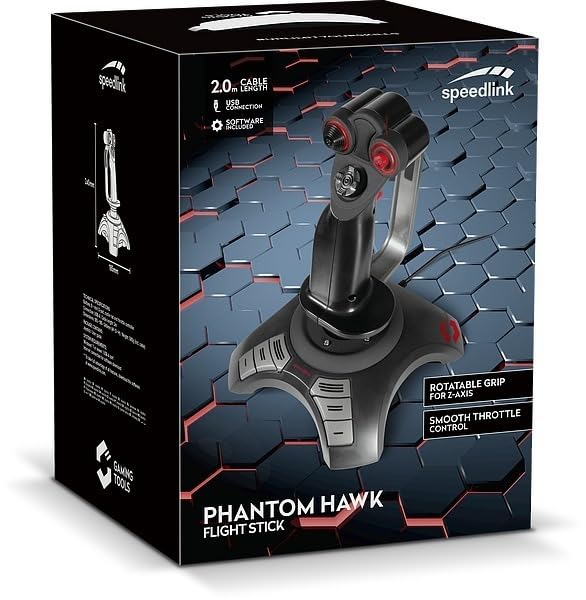 Speedlink PHANTOM HAWK Flight Stick - Joystick für PC/ Computer, Controller für Simulator-Spiele, US