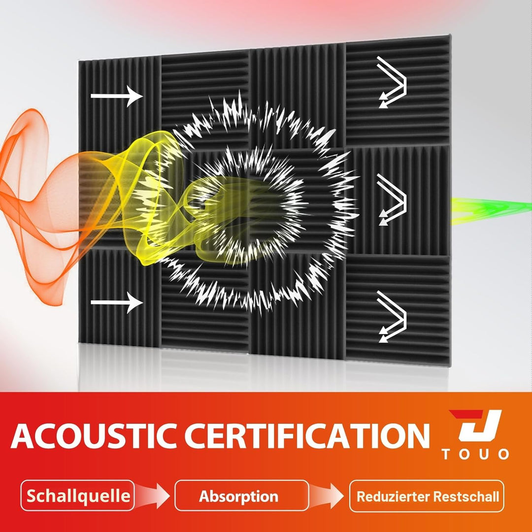 Akustikplatten, schalldichte Schaumstoffplatten für die Wand, 30,5 x 30,5 x 5,1 cm, schwer entflammb