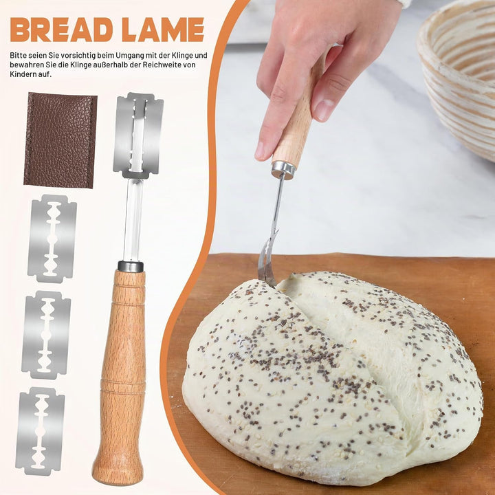 Sauerteig Starter Set zum Brot Backen, Gärkorb Set aus 2er Faltbar Gärkörbchen Silikon, 2er Teigscha