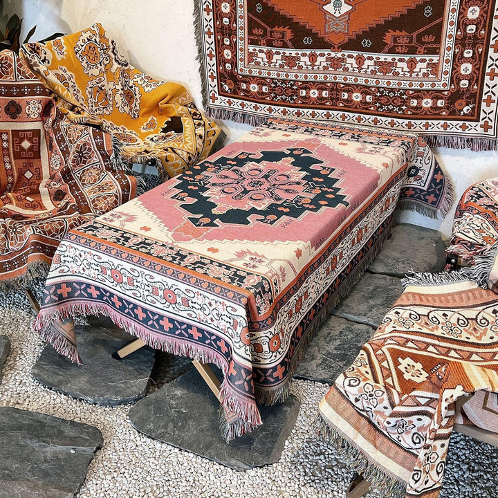 LumiSyne Baumwolle Gewebt Decke Überwurf Mit Quast Bohemian Ethno Stil Azteken Navajo Überwurfdecke