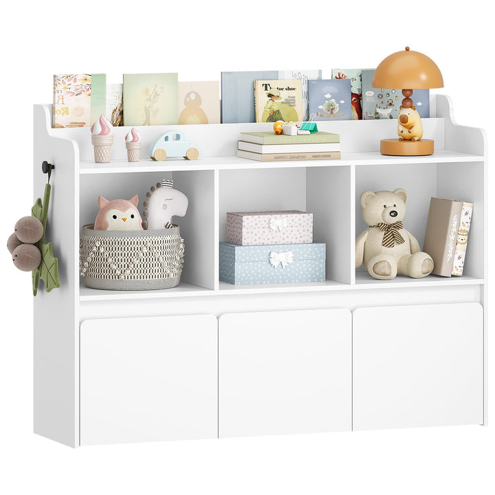 Hzuaneri Kinderregal mit Bücherfach & Rollschubladen 30 x 108 x 80 cm, Weiss | 3 offene Fächer, 3 ro