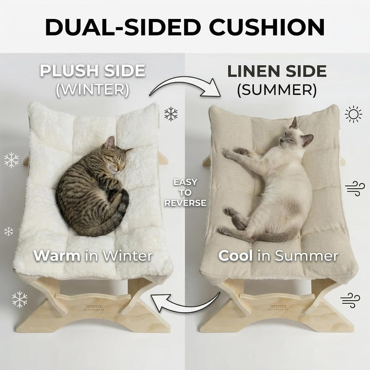 JSPYFITS Katzenbett, Plüsch-Samt-Katzenbetten für Indoor-Katzen, Katzenhängematte aus Holz, 54 x 42