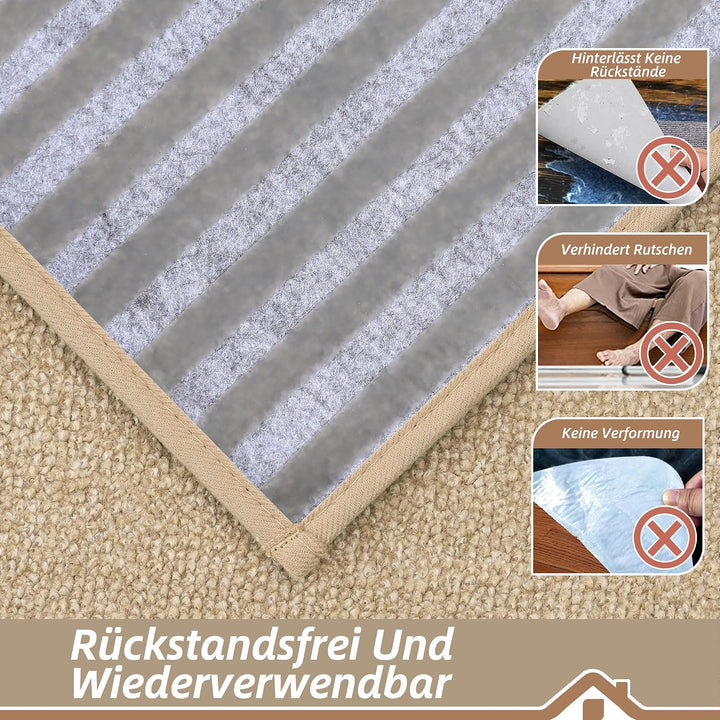 BEQHAUSE Stufenmatten Innen rutschfest, Einfache Montage,Hellbeige,4 Stück 22 x 70 cm (4 count) Hell