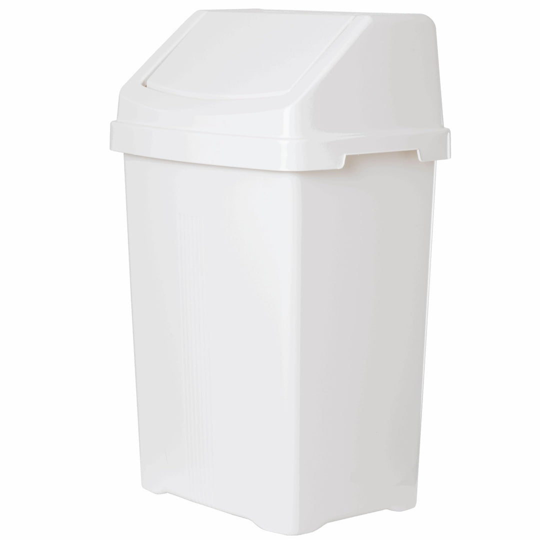 1 STÜCK Mülleimer mit Schwingdeckel 50 Liter eckig Weiss Schwingdeckeleimer Kunststoff Küche Büro Ba