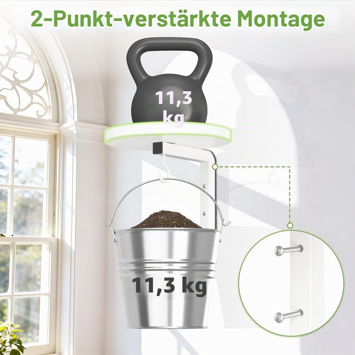 iDavosic.ly Wand Pflanzenhalter Set aus 2 Stück, Metall Blumenständer mit 2 Haken, Wandmontage Blume