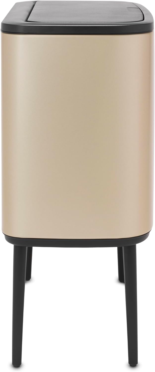 Brabantia Bo Touch Mülleimer Recycling, Metallic Gold, 3 x 11L 3 Inneneimer (3 x 11L) Champagne, 3 I
