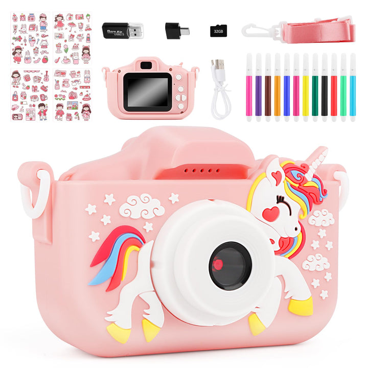 Digitalkamera, MXTIMWAN 1080P HD Kamera, 2,0”-Bildschirm Anti-Drop Fotoapparat, mit 32GB TF-Karte, f