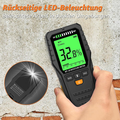MEISITOOL Holzfeuchtemessgerät Feuchtemessgerät mit Hintergrundbeleuchtung LCD-Display Wasserleckdet