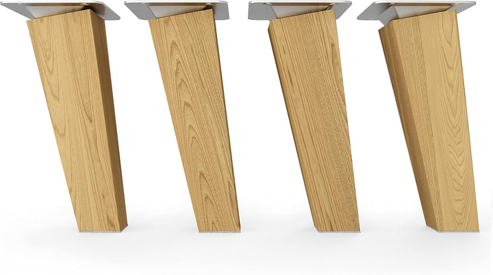 Sossai® Holz-Tischbeine - Clif Square | Öl-Finish | Höhe: 15 cm | HMF4 | eckig, konisch (schräge Aus