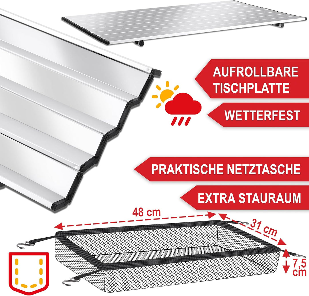 Onbest Camping Klapptisch – Campingtisch klappbar – Angeltisch, Gartentisch 2 Personen – mit robuste