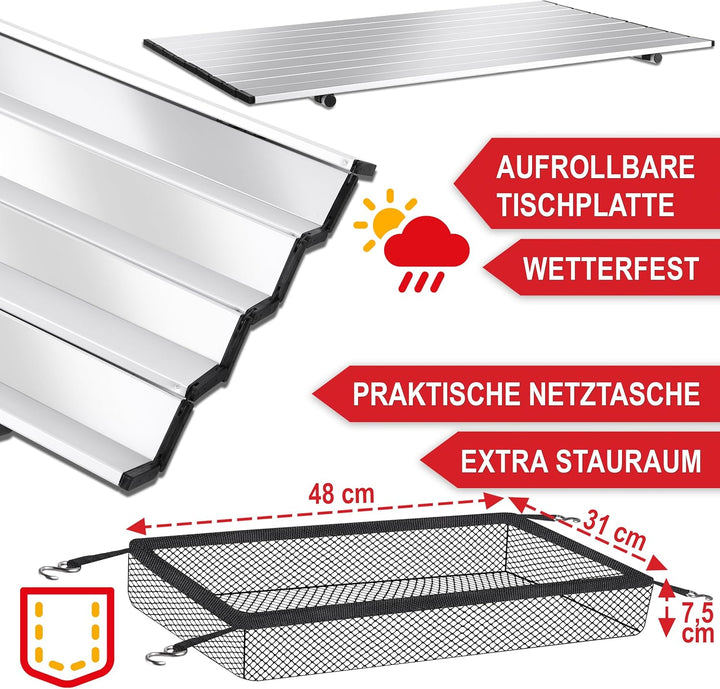 Onbest Camping Klapptisch – Campingtisch klappbar – Angeltisch, Gartentisch 2 Personen – mit robuste